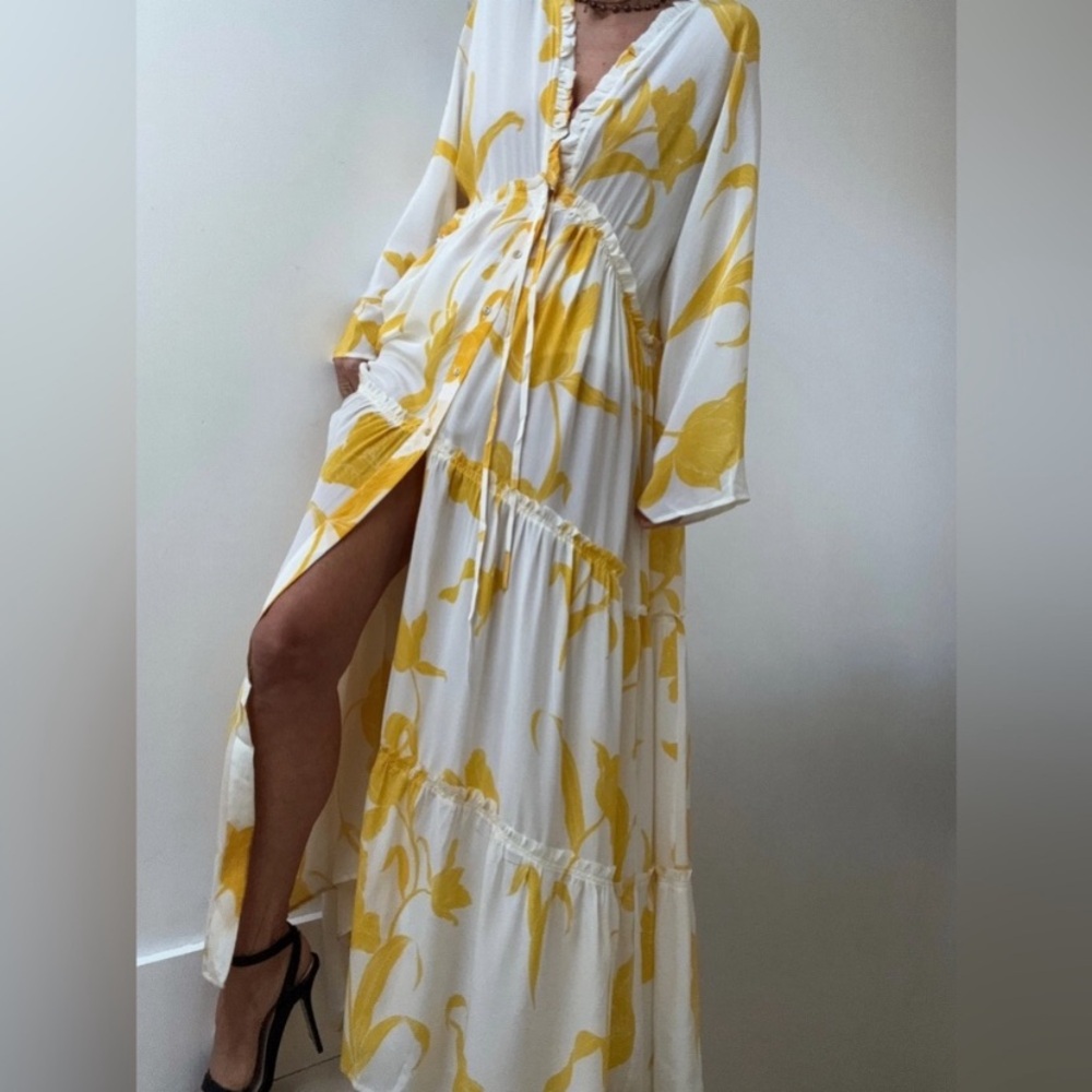 Evarae 100% Silk Talia Flower of Joy Kimono Floral Maxi Dress - Picture 5 of 14